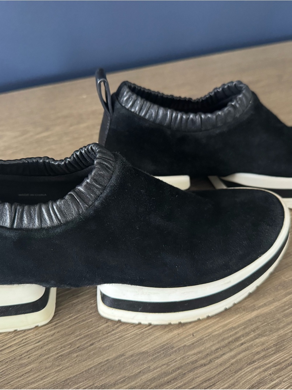 Stuart Weitzman Black Suede Slip-On Platform Sneakers Sz 6